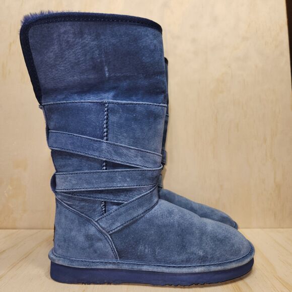 LAMO Blue Shearling Suede Faux Fur Warm Winter Boot Women 5 - Picture 10 of 13